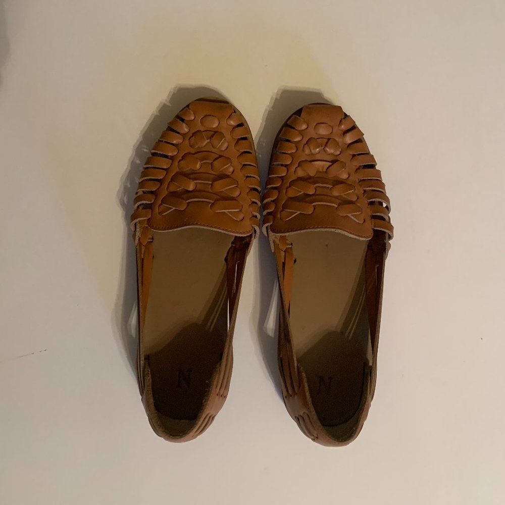 Nisolo Huarache Women's Sandal Shoes Flats Woven Leather Tan Brown - Size 6